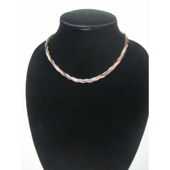Baskin Brothers Vintage Twisted Rope Chain Necklace Gold Tone Sleek Modern 18 In - Picture 5 of 9